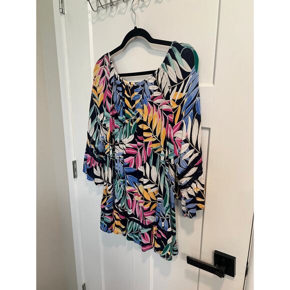 John Paul Richard Womens 3/4 Sleeve Bright Tropical Colorful Blouse Size XL Boho - Picture 7 of 9